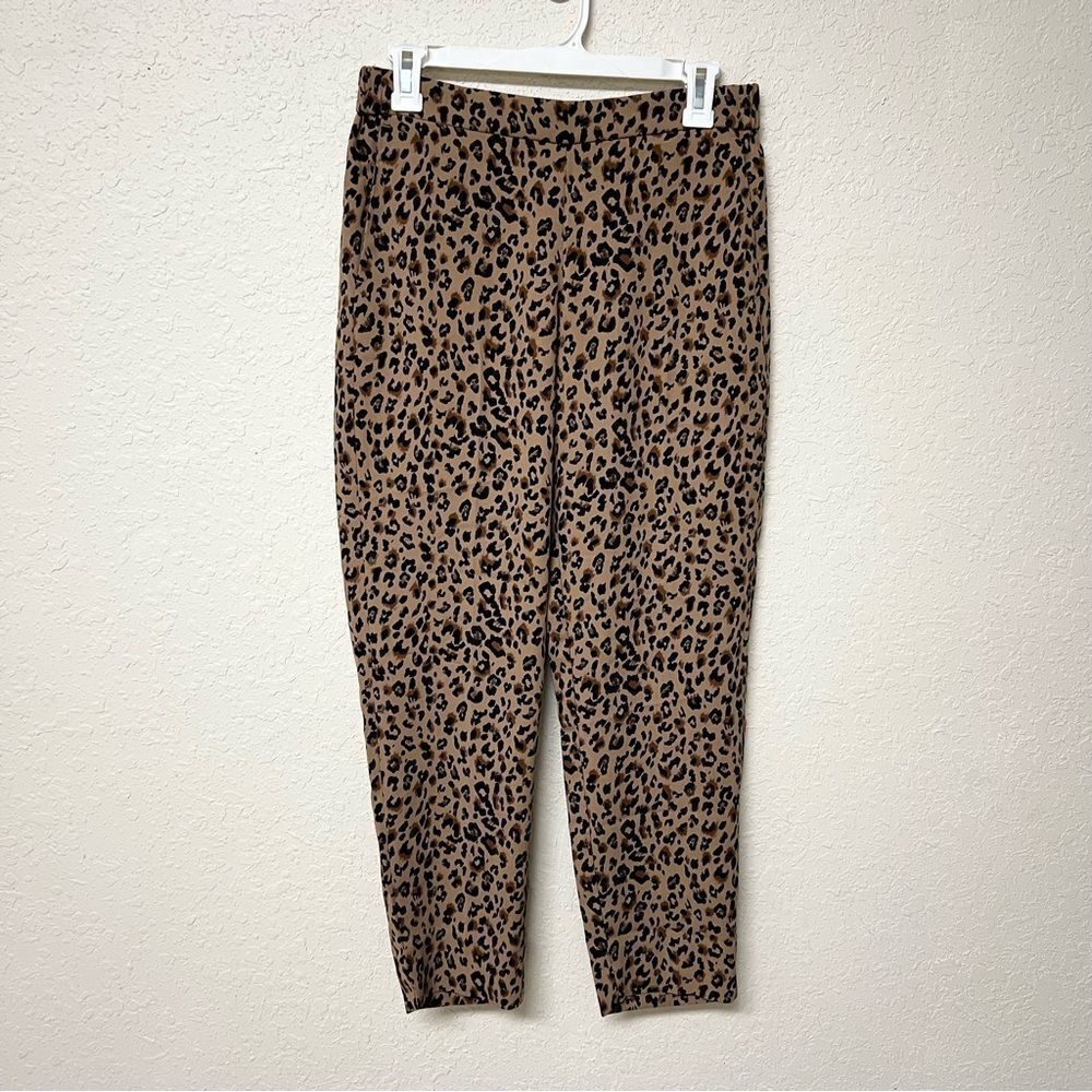 J.Crew Factory Women's Jamie Pant Ankle Flat Front Leopard Brown Pockets Size 6